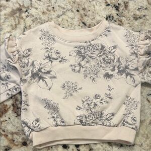 GAP Cream and Gray Floral Toddler Girl Sweatshirt size 3T